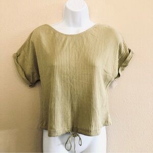 Free People Beach Ribbed Folded Short Sleeves Drawstring Waist  Sizing M